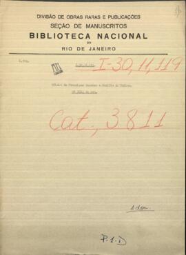 Oficio de Francisco Sanchez, Mtro. del Interino de Relaciones Exteriores de Paraguay al Jefe de milicias de Altos.