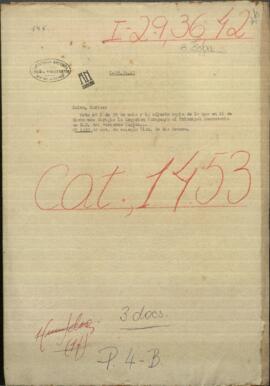 Nota n° 1 de 29 de mayo y la adjunta copia de la que en 11 de dicho mes dirigió la Legación Paraguaya.