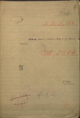 Carta del Coronel Venancio López a Guillermo Wagener, declarando que el Gobierno acepta sus servicios.