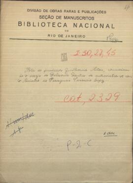 Nota del fundidor Guillermo Miton, encargado de la fundición de Arsenal del Estado.
