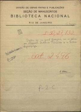 Cartas de Jose Berges, Ministro de Relaciones Exteriores de Paraguay al Arzobispo Manuel Antonio Palacios y a Felix Egusquiza.