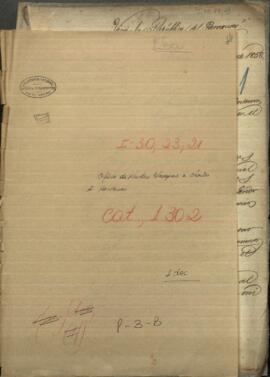 Oficio del Ministro de Relaciones Exteriores del Paraguay, Nicolas Vasquez, al cónsul británico Charles A. Henderson.