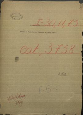 Oficio de Justo Pastor Irigoytia al Pdte. de Paraguay, Francisco Solano López.