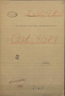 Carta del Gral. Francisco Isidoro Resquin, a Jose Berges, Mtro. de Relaciones Exteriores de Paraguay.