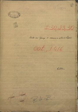 Carta del capitan George F. Morice al Ministro de Guerra y Marina del Paraguay, Francisco Solano López.