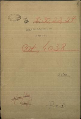 Carta de Juan B. Escausiza a Jose Berges, Ministro de Relaciones Exteriores de Paraguay.