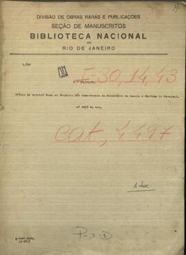 Oficio de Gabriel Sosa al Sargento Mayor encargado del Ministerio de Guerra y Marina de Paraguay.