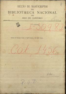 Carta de Benigno López, a José Berges en misión del gobierno paraguayo en Estados Unidos.