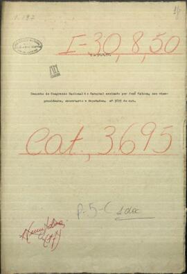Decreto del Congreso Nacional de Paraguay, por Francisco S. López, Pdte. de Paraguay.