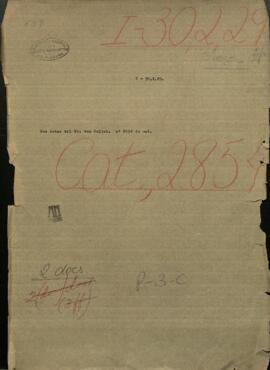 Dos notas del Señor von Gulich, dirigidas a Jose Berges, Ministro de Relaciones Exteriores de Paraguay.