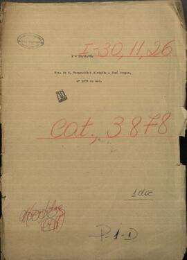 Nota de M. Vernouillet, Secretario de Legación de Francia, en Bs. As. a Jose Berges, Mtro. de Relaciones Exteriores de Paraguay.