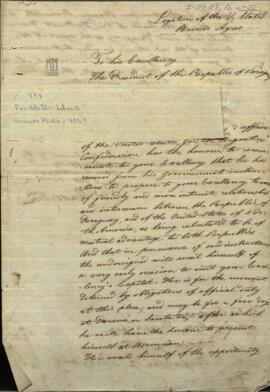 Carta de John S. Pendleton, encargado de los negocios de los Estados Unidos en la Argentina, a Carlos Antonio López.