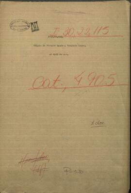 Oficio de Ciriaco Gauto al Comandante General de las Armas en Asunción, Venancio López.