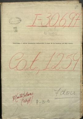 Escritura y otros documentos referentes a la posesión de un terreno.