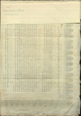 Decreto de Carlos Antonio López, Presidente del Paraguay con fecha del 14 de octubre de 1844, cerrando los puertos paraguayos a la navegación de corrientes.