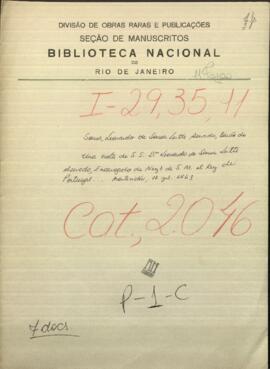 Una nota de S.S Don Leonardo de Sousa Leitte Azevedo, Encargado de Negocios de S.M. el Rey de Portugal, dirigida a José Berges.