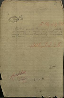 Publica forma de una carta patente de admisión, en el ejercito de calidad de alcalde de Florencio Rorwatowsky, concedida por Pedro II