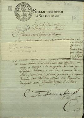 Permiso de Carlos Antonio López, Presidente del Paraguay a las autoridades paraguayas y correntinas ordenando y solicitando auxilio y permiso.