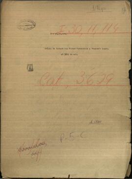 Oficio de Robert von Fisher Treuenfeldt, Ing. jefe de las Lineas telegráficas, al Mtro. Venancio López.