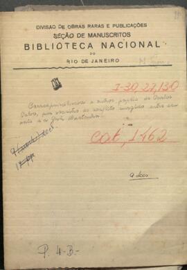 Correspondencia y otros papeles de Carlos Calvo encargado de negocios de Paraguay en París.