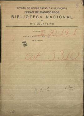 Carta de A. Tamberlick a Jose Berges, Ministro de Relaciones Exteriores de Paraguay.