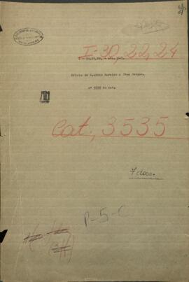 Oficio de Candido Bareiro, Encargado de Negocios de Paraguay, a Jose Berges, Mtro., de Relaciones Exteriores de Paraguay.