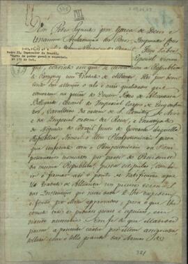 Carta de poder general y especial, nombrando al encargado de negocios del Brasil junto al Gobierno de Paraguay, Pedro de Alcántara Bellegarde.