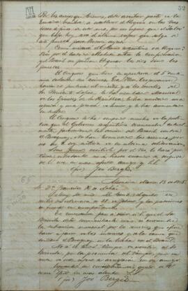 Carta de Jose Berges, Ministro de Relaciones Exteriores de Paraguay, a Francisco Xavier de Acha.