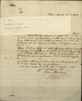 Carta de Juan Machain, de la firma Decoud, al Ministro plenipotenciario el General en jefe del ejército paraguayo, Francisco Solano López.