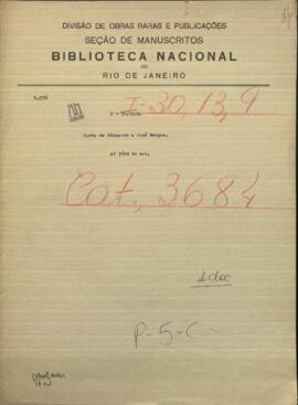 Carta de Bismarck, Mtro. de Negocios Extranjeros de Prussia a Jose Berges, Mtro. de Paraguay.