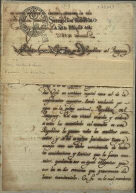 Permiso de Carlos Antonio López y Mariano Roque Alonso, ordenando a cualquier autoridad paraguaya que preste el auxilio que solicito Andrés Gill.