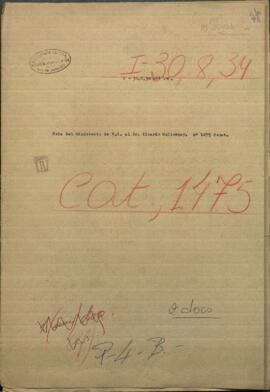 Nota original de 20 de julio de 1860 del Ministerio de Relac. Exteriores al Sr. Ricardo Mullowney.