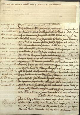 Oficio de José León Ramírez a José Gaspar Rodríguez de Francia refiriéndose a las providencias relativas a la captura de indios
