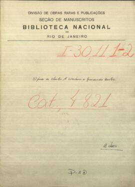 Oficio del Ministro de los Estados Unidos en Asunción, Charles A. Washburn, al Ministro de las Relaciones Exteriores de Paraguay, Gumesindo Benítez.