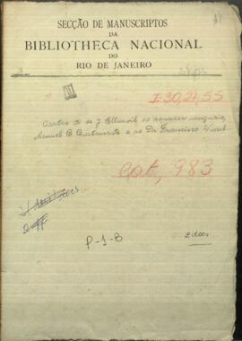 Cartas de J. Ellanvil al senador uruguayo, Manuel B. Bustamante y al Dr. Francisco Vidal.