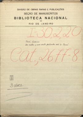 Dos notas y una particular del Señor Tenré, al Ministro de Relaciones Exteriores de Paraguay, Jose Berges.