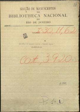 Relatorio de Gregorio Benitez, Secretario de Legación en París, a Venancio López.