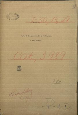 Carta de Benigno Gonzalez al Mtro. de Relaciones Exteriores de Paraguay, Jose Berges.