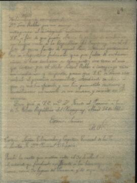 Carta de Manuel Peña a Pascual Echague, pidiendo el consentimiento para llevar a José Robles con un barco vacío en su compañía.