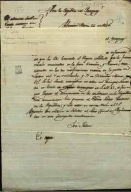 Oficio del Ministro de Relaciones Exteriores del Paraguay, José Falcón, al Cónsul Ingles en Asunción, Charles Alfred Henderson.