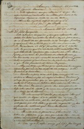 Carta de Jose Berges, Ministro de Relaciones Exteriores de Paraguay, a Candido Bareiro.