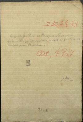 Decretodel Presidente de Paraguay, Francisco Solano López, transfiriendo la sede del Gobierno de Luque para Piribebui.