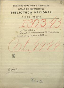 Una carta del Ministro americano a Jose Berges, Ministro de Relaciones Exteriores de Paraguay.