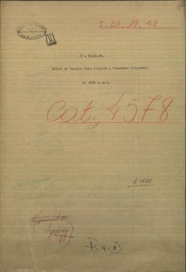 Oficio de Paulino Alen, dirigido a Francisco Fernández, Mtro. de Guerra y Marina de Paraguay.