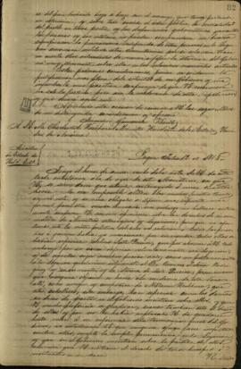 Oficio de Gumesindo Benítez, Ministro Interino de Relaciones Exteriores de Paraguay a Charles A. Washburn.