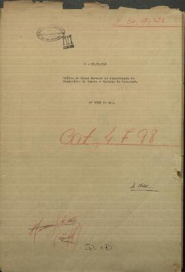 Oficio de Ramón Marecos, Comandante de Villa Rica, dirigido al Ministerio de Guerra y Marina de Paraguay.