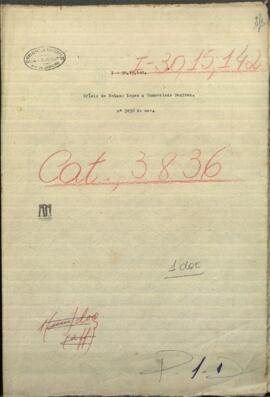 Oficio de Francisco Solano López, Pdte. de Paraguay a Gumersindo Benitez.