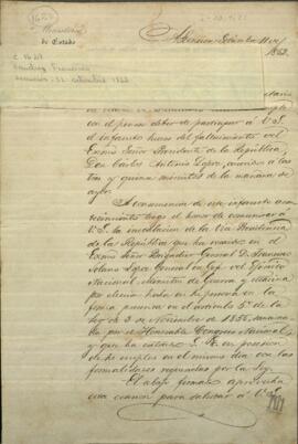 Carta de Francisco Sanchez a Charles Washburn, Ministro Plenipotenciario de los EE.UU.
