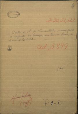 Carta de M. de Vernouillet, Encargado de Negocios de Francia en Bs. As. a Laurent Cochelet, cónsul francés en Asunción.