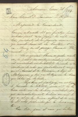 Carta de Francisco Isidoro Resquin al Ministro de Relaciones Exteriores de Paraguay Jose Berges.